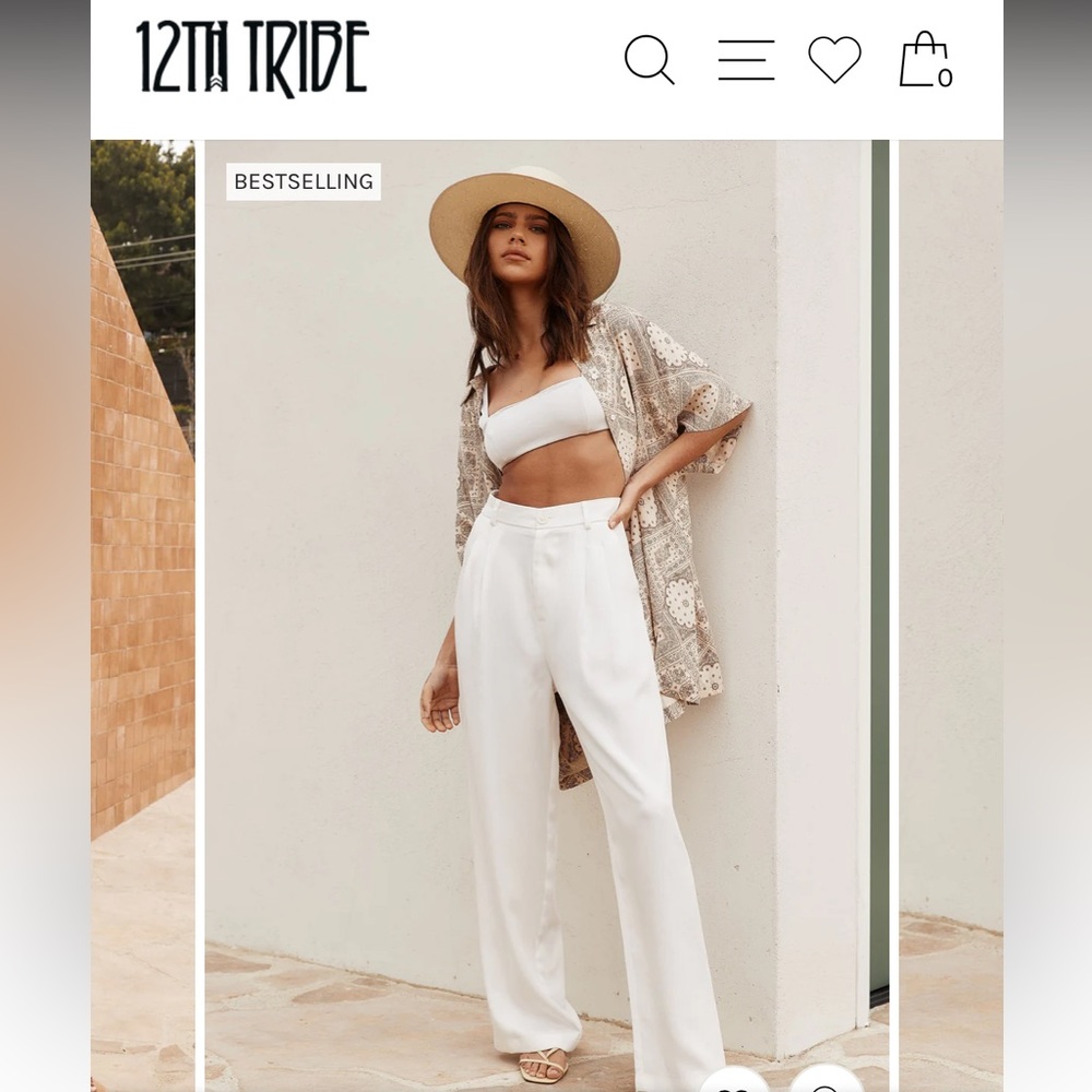 12th tribe Jaxon white wide leg trousers